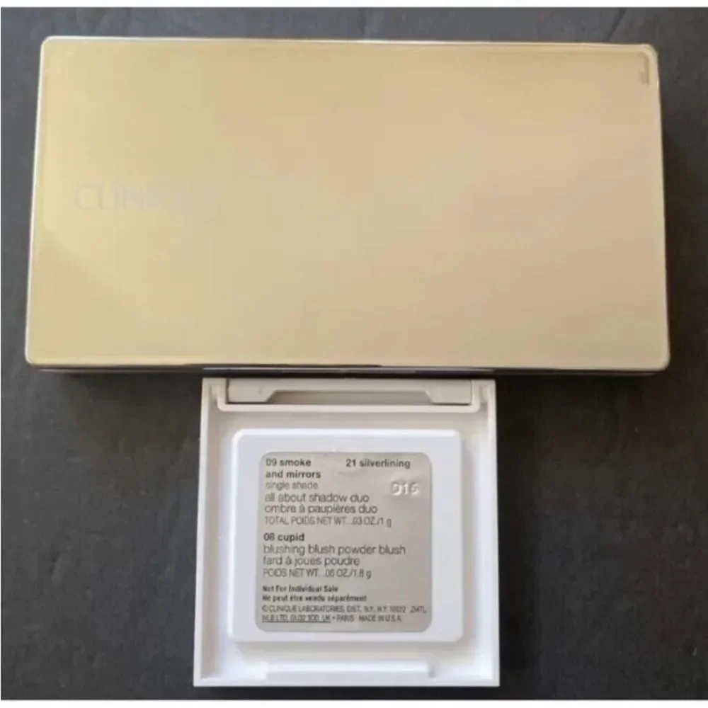 VERA FOR CLINIQUE BLUSHING BLUSH POWDER ALL ABOUT SHADOW DUO W/ COMPACT CASE